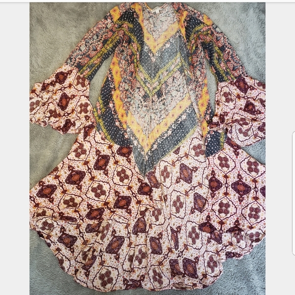 Umgee Boho Maxi Kimono Bell Sleeve - Picture 4 of 6